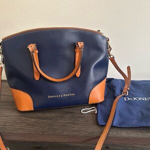Dooney & Bourke Blue and Brown Satchel